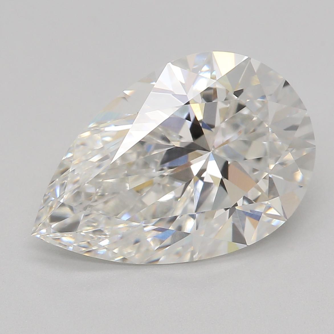 2.55 Carat Pear Shape Lab Grown Diamond F Color VVS2 Clarity Excellent/Ideal Cut