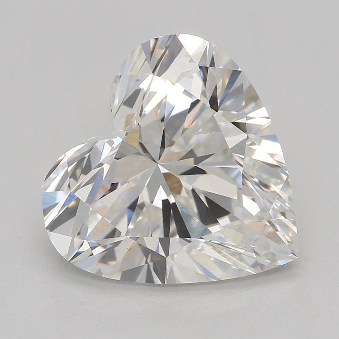 2.56 Carat Heart Shape Lab Grown Diamond F Color VVS2 Clarity Very Good Cut