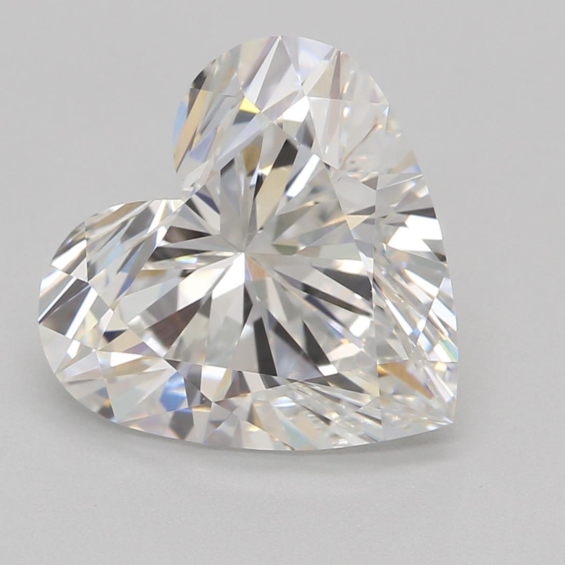 2.59 Carat Heart Shape Lab Grown Diamond F Color VVS2 Clarity Very Good Cut