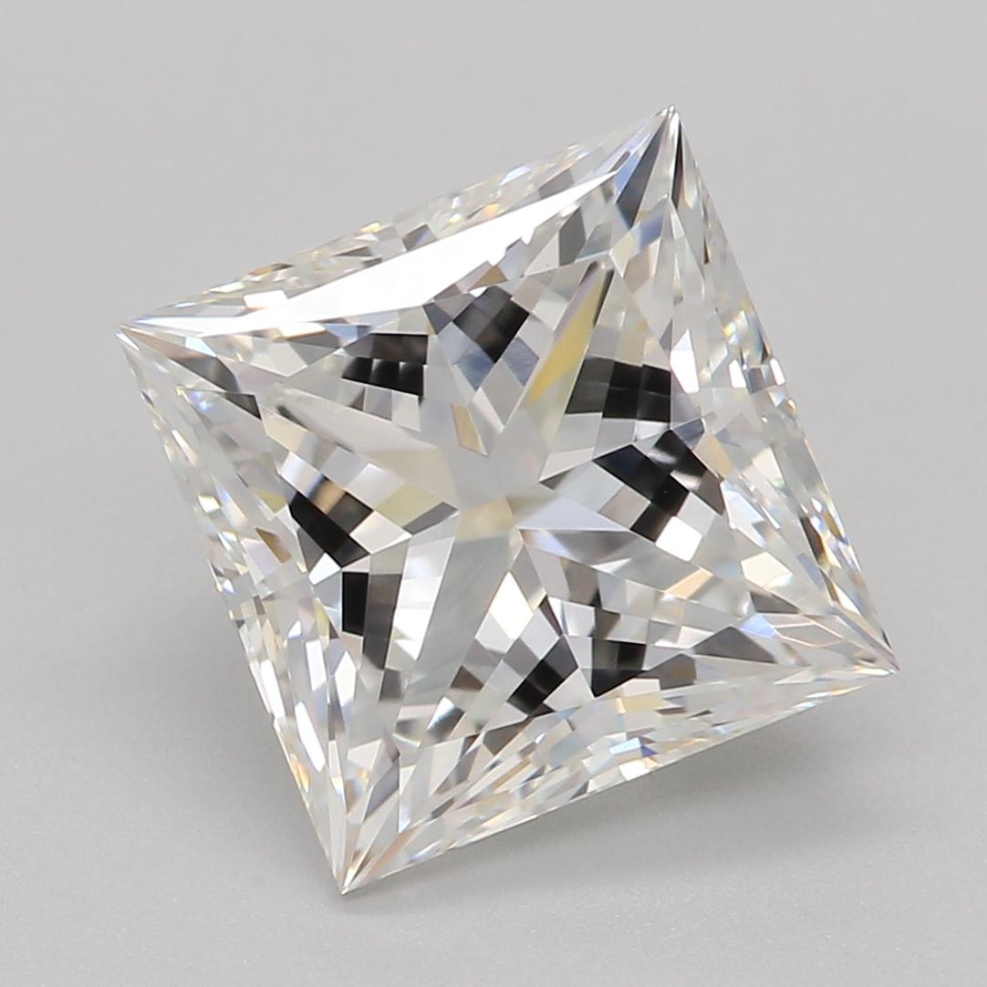 2.58 Carat Princess Shape Lab Grown Diamond E Color VVS2 Clarity Very Good Cut