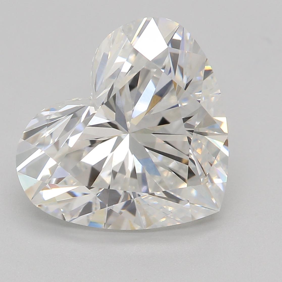 3.06 Carat Heart Shape Lab Grown Diamond F Color VVS2 Clarity Very Good Cut