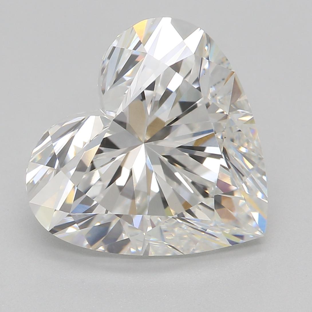 3.06 Carat Heart Shape Lab Grown Diamond F Color VVS2 Clarity Very Good Cut