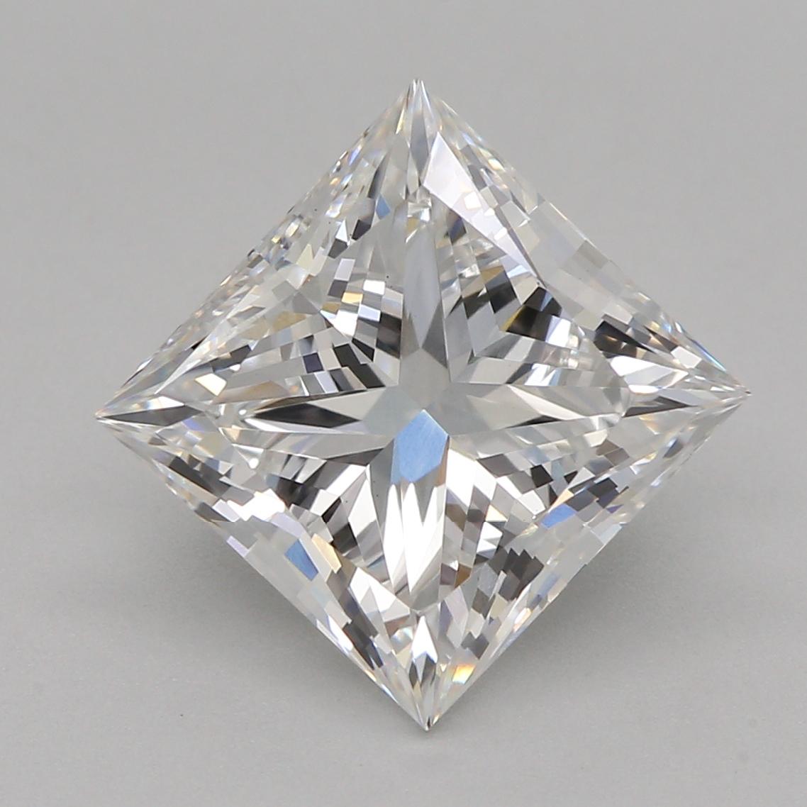 2.57 Carat Princess Shape Lab Grown Diamond E Color VS1 Clarity Excellent/Ideal Cut