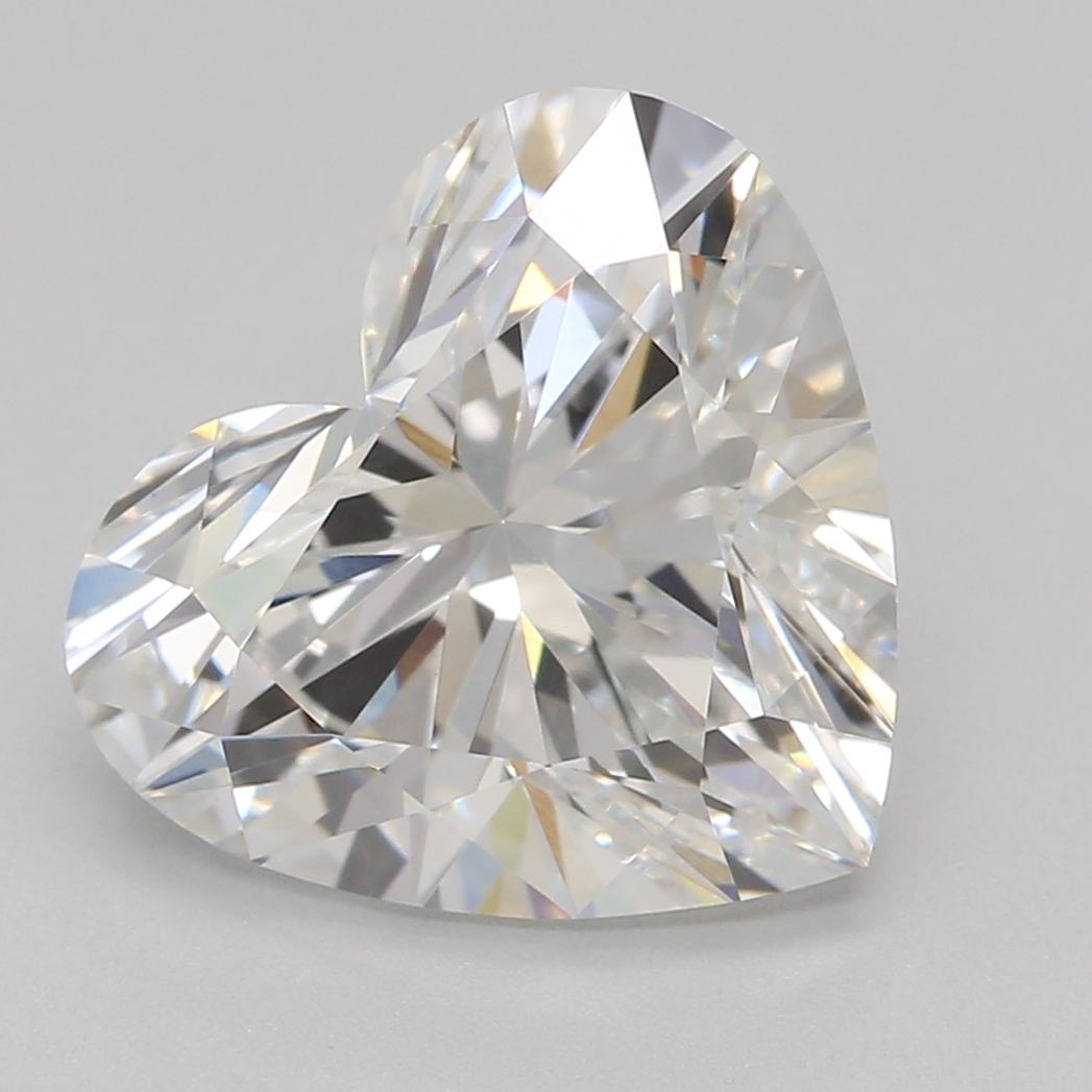 2.55 Carat Heart Shape Lab Grown Diamond E Color VVS2 Clarity Very Good Cut
