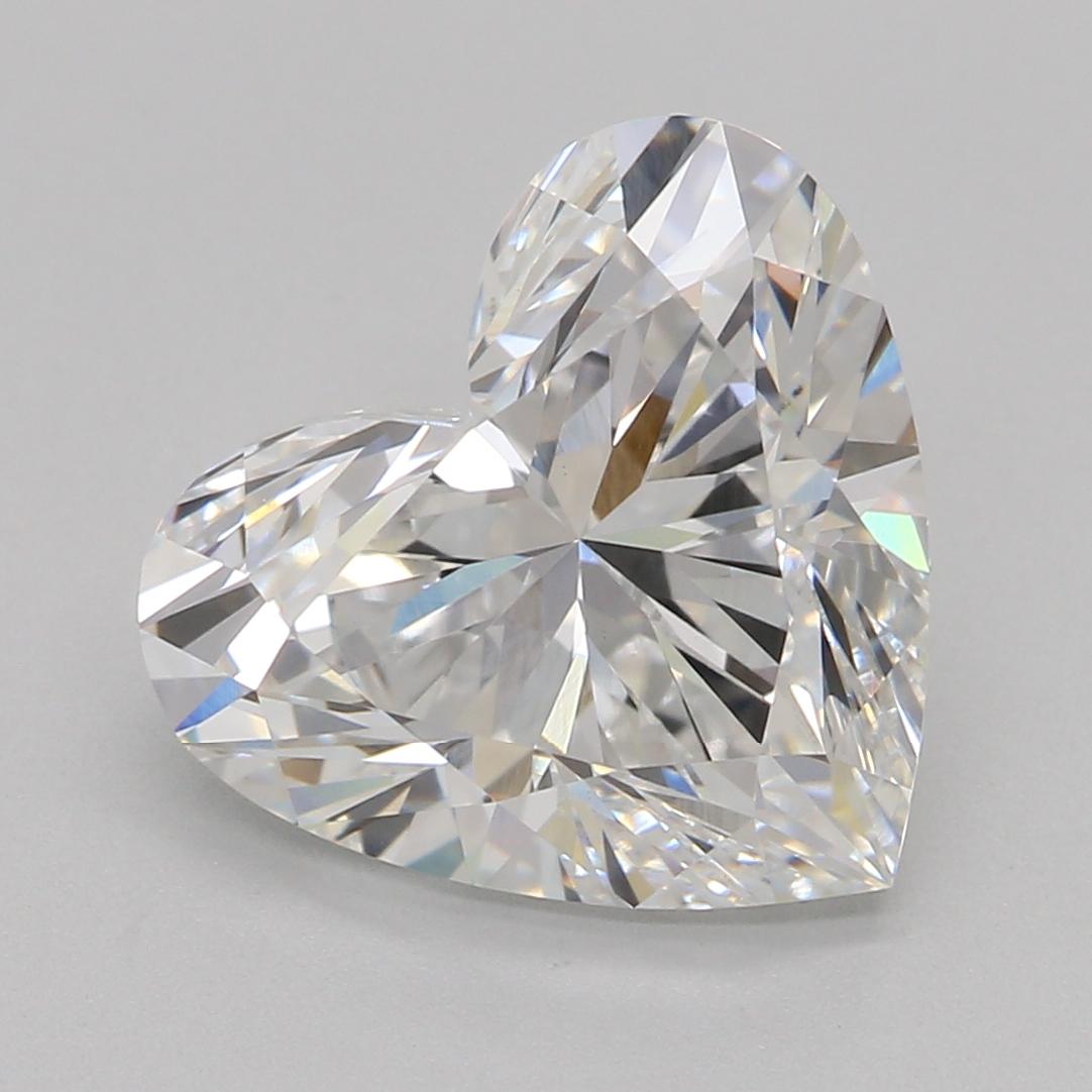 2.55 Carat Heart Shape Lab Grown Diamond E Color VVS2 Clarity Very Good Cut