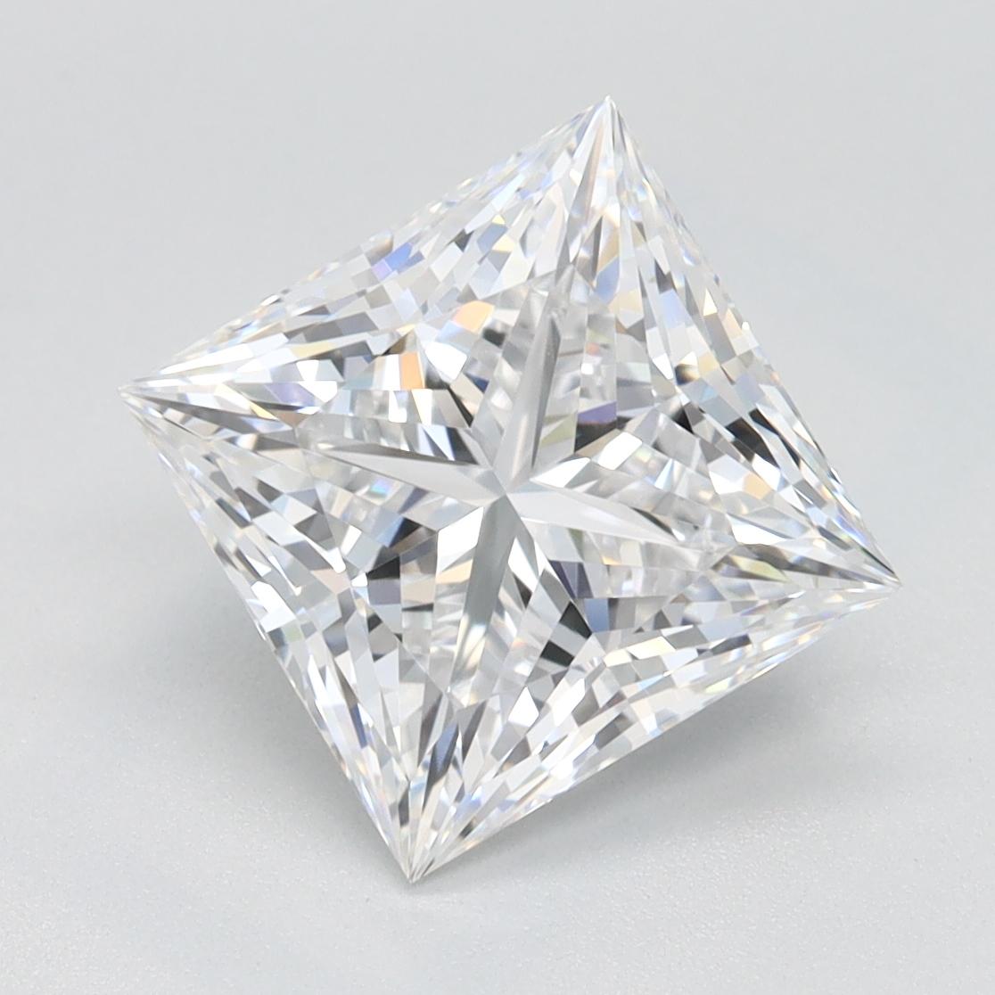 2.84 Carat Princess Shape Lab Grown Diamond D Color VVS1 Clarity 